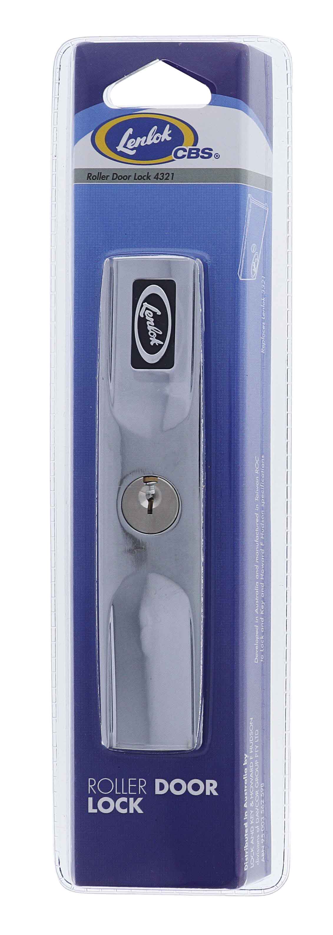 Lenlok 4321 Narrow Square Face Roller Door Lock, 4 pin, C4 Keyed to Differ , Display Pack