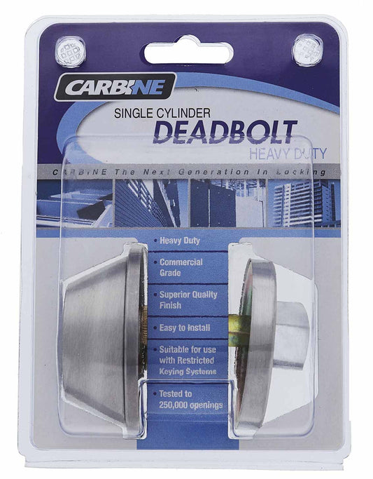 Carbine ALB series Single Cylinder and Turn Deadbolt, 60-70mm backset, C4 Keyed to Differ , Display Pack, Satin Stainless Steel
