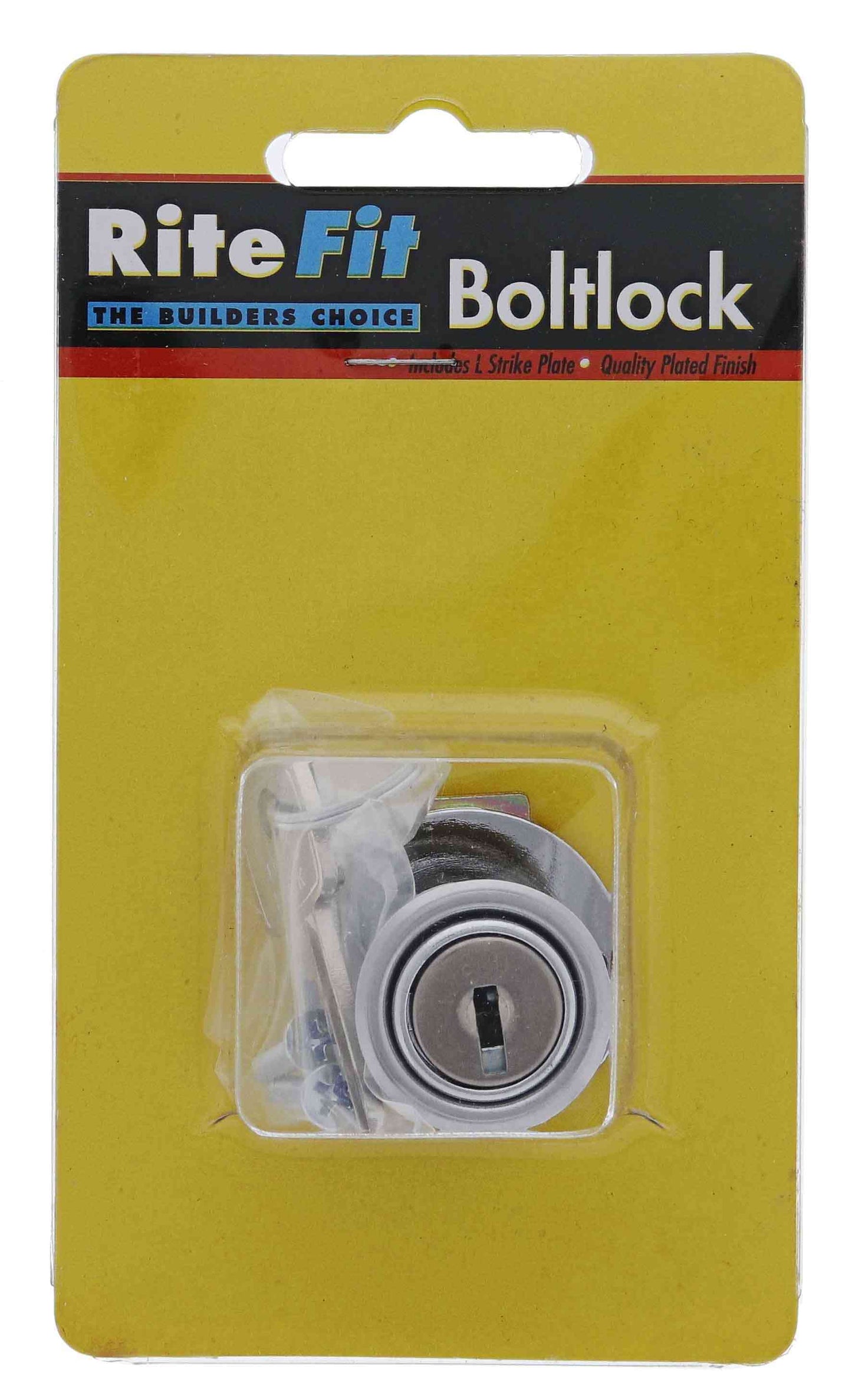 Lenlok Boltlock Round Base Cupboard Lock, 28MM Straight Tongue, Keyed to Differ, Display Pack, Chrome Plate