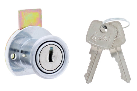 Lenlok Boltlock Round Base Cupboard Lock, 28MM Straight Tongue, Keyed Alike, , Chrome Plate