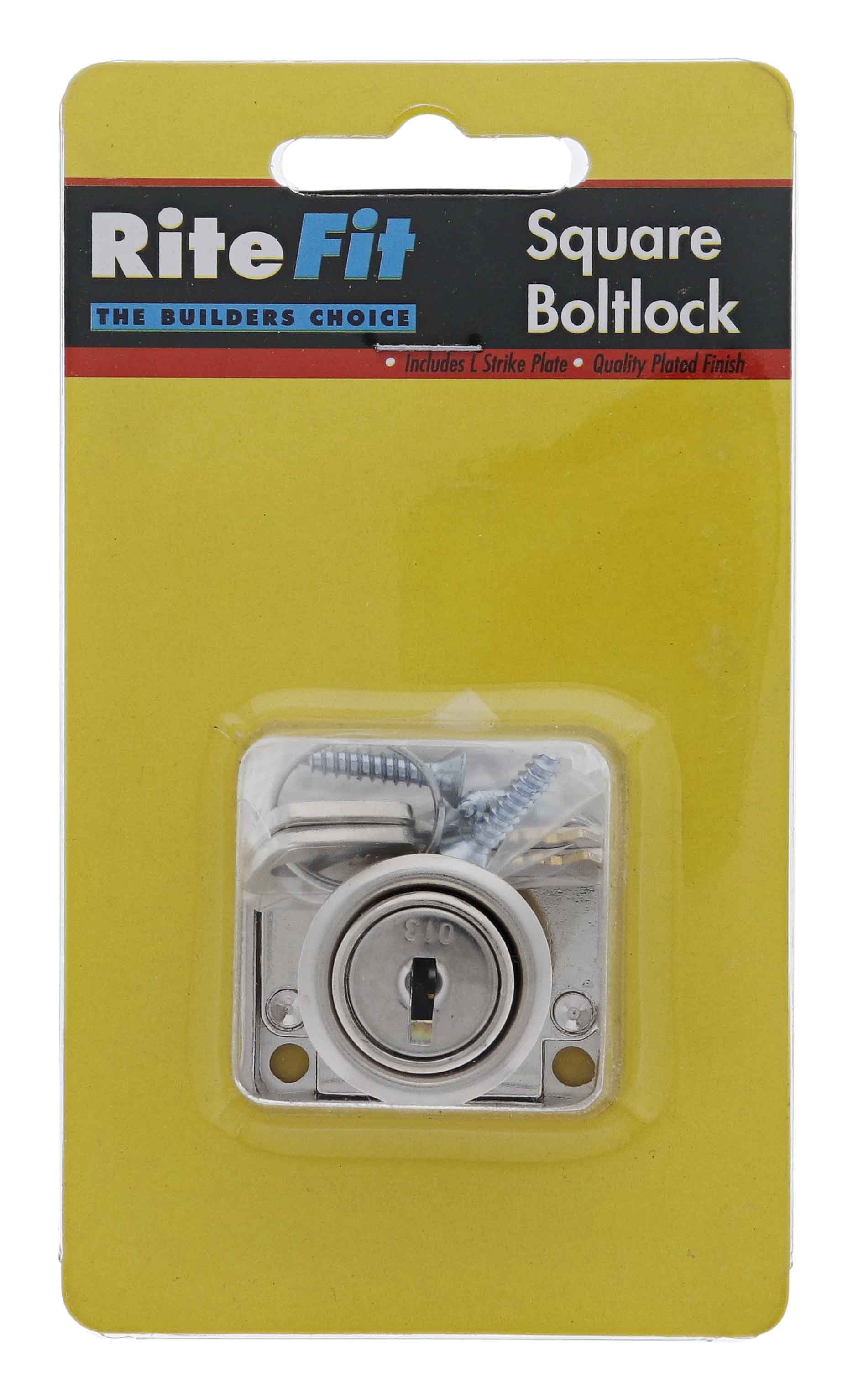 Lenlok Boltlocksq Square Body Cupboard Lock, 20MM X 10.2 Tongue, Keyed to Differ, Display Pack, Chrome Plate