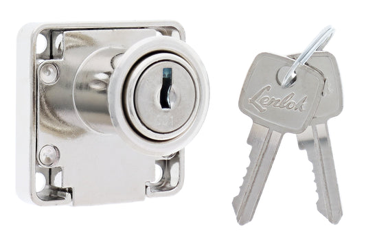 Lenlok Boltlocksq Square Body Cupboard Lock, 20MM X 10.2 Tongue, Keyed Alike, , Chrome Plate