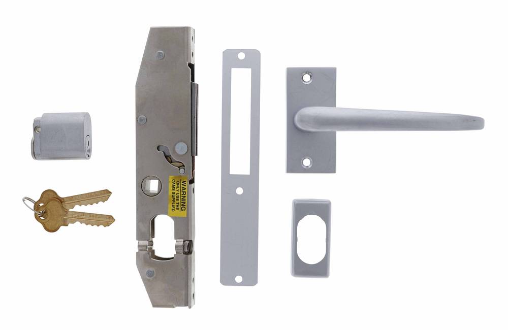 Lenlok C-702, Hinged door, Long Throw, 36mm Bolt, Cylinder and escape lever, Boxed Single, Satin Chrome