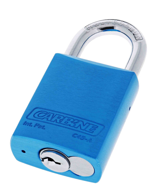 Carbine C45 Blue Aluminium Padlock, 8MM X 30MM MOLY SHACKLE, Keyed to Differ , Boxed Single