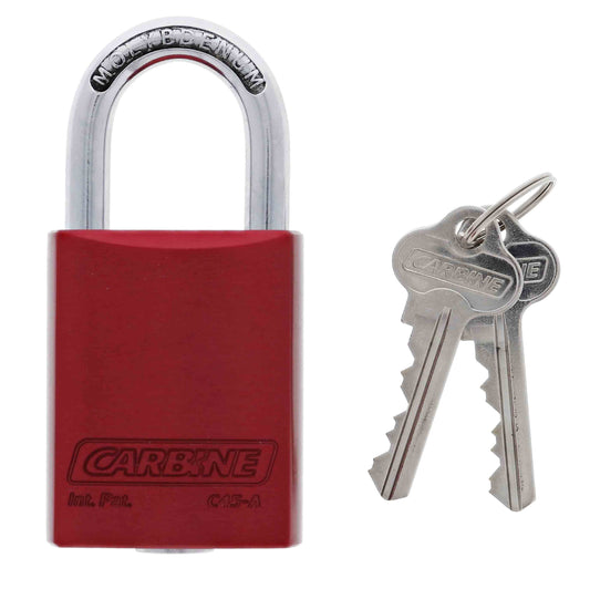 Carbine C45 Red Aluminium Padlock, 8MM X 30MM MOLY SHACKLE, Keyed to Differ , Bulk 12