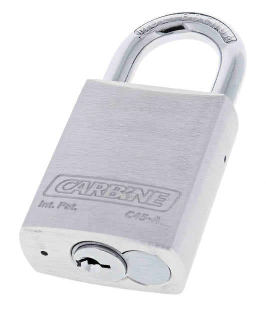 Carbine C45 Silver Aluminium Padlock, 8MM X 30MM MOLY SHACKLE, Keyed to Differ , Boxed Single