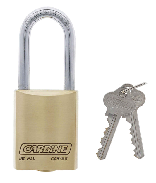 Carbine C45 Brass Padlock, 8MM X 50MM MOLY SHACKLE, Keyed to Differ , Boxed Single