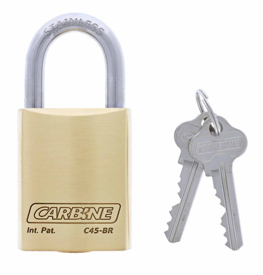 Carbine C45 Brass Padlock, 8MM X 30MM SS SHACKLE, Keyed to Differ , Boxed Single