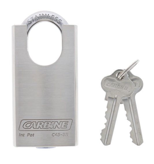Carbine C45 Nickel Plated Brass Protected Padlock, 8MM X 30MM SS SHACKLE, Keyed to Differ , Boxed Single