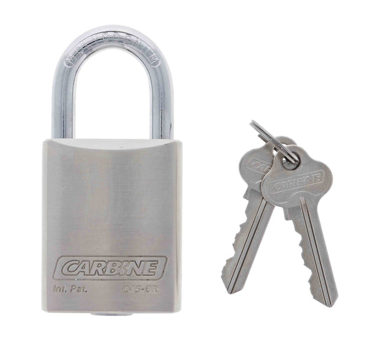 Carbine C45 Nickel Plated Brass Padlock, 8MM X 30MM MOLY SHACKLE, Keyed to Differ , Boxed Single