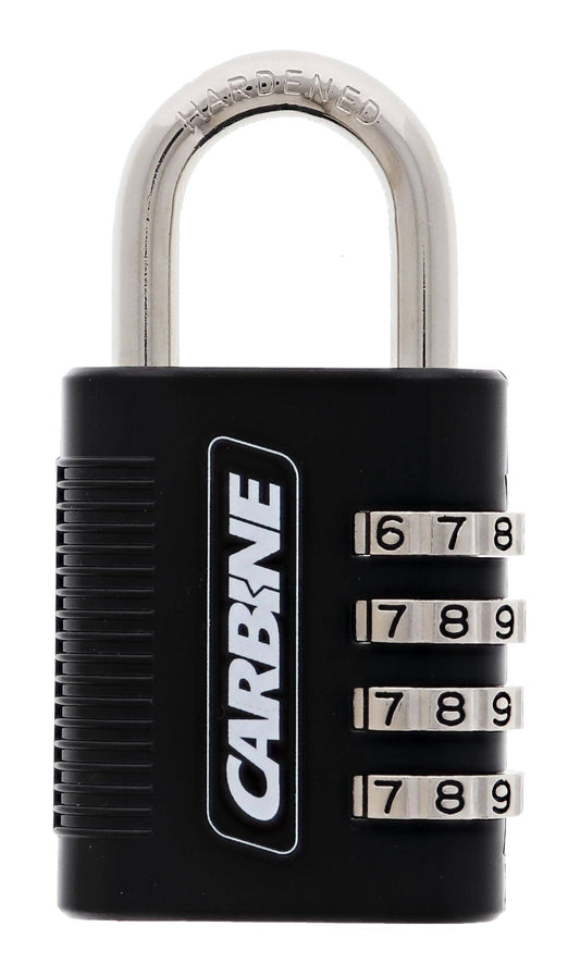 Carbine CC40 40MM 4 Dial combination padlock, 6.35MM x 25MM shackle, Black, override key 1