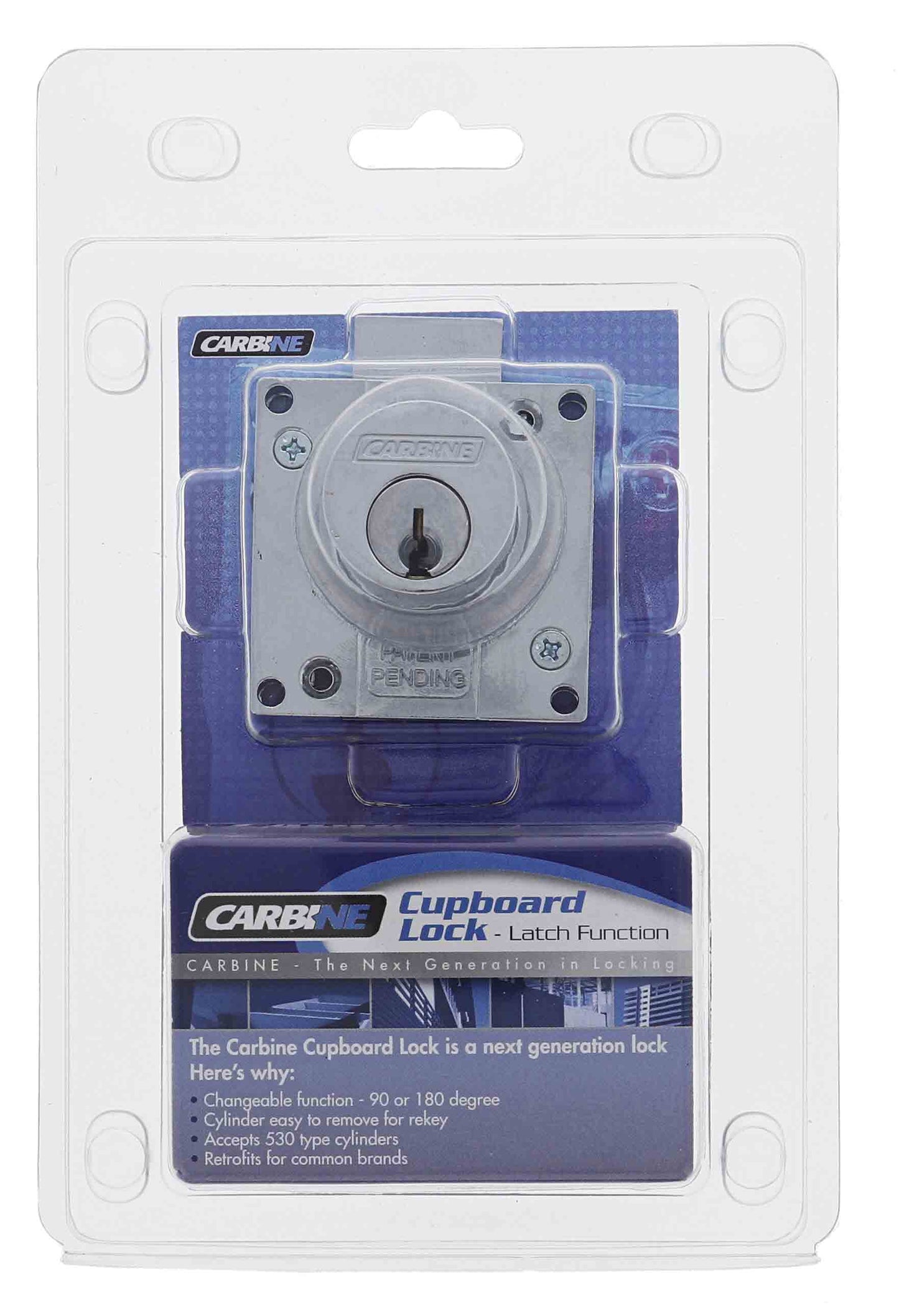 Carbine CCL Cupboard Lock , Latch, Keyed to Differ , Display Pack, Chrome Plate