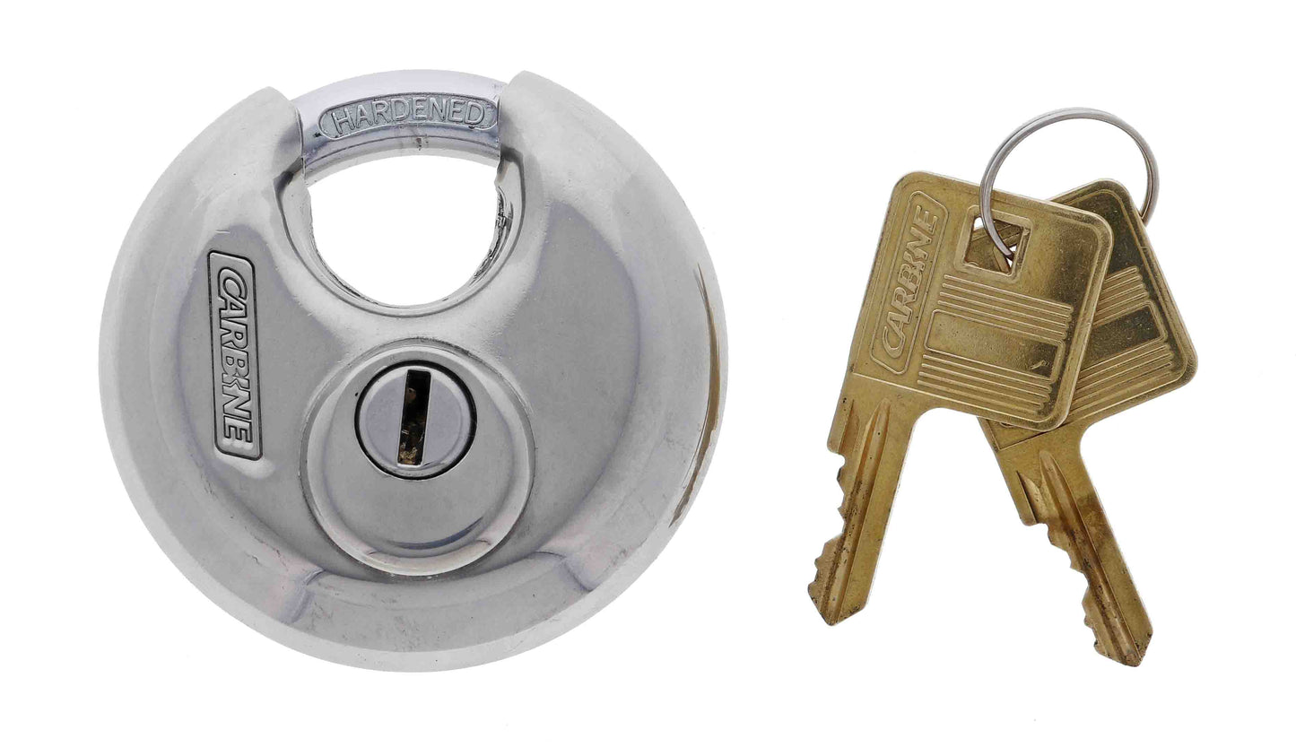 Carbine CD70 Disc Padlock, Keyed Alike KA2, Boxed, Stainless Steel Body