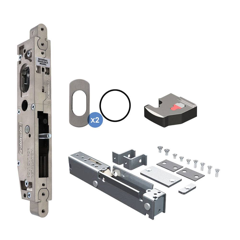 Carbine Acrobat Double Cylinder Standard model, Sliding Door, , Less cylinders with escutcheons, suits Aluminium, Includes Latching Strike, Long Bolt