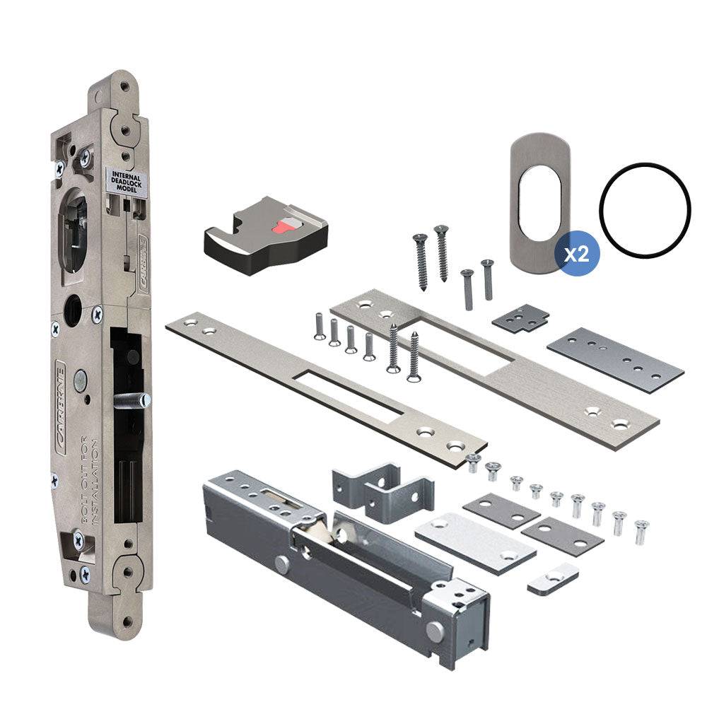 Carbine Acrobat Double Cylinder Standard model, Sliding Door, , Less cylinders with escutcheons, suits Timber, Includes Latching Strike, Hook Bolt