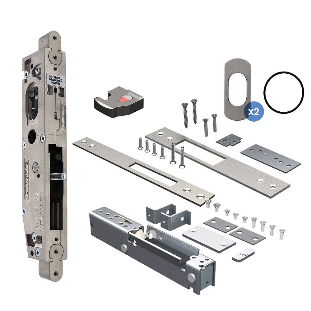 Carbine Acrobat Double Cylinder Standard model, Sliding Door, , Less cylinders with escutcheons, suits Timber, Includes Latching Strike, Long Bolt