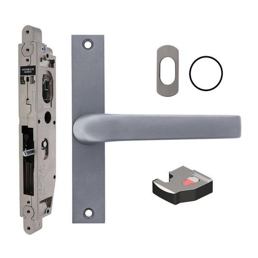 Carbine Acrobat Cylinder and Lever Standard model, Sliding Door, Egress Handle, Less cylinder with escutcheon, suits Aluminium, No Strike, Hook Bolt