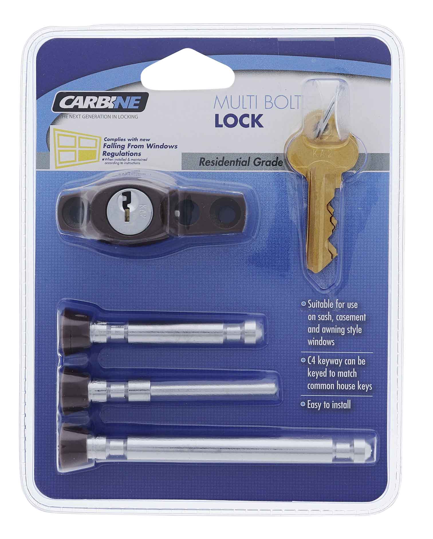Carbine CMB Multi Bolt Lock , C4 Keyed Alike KA1, Display Pack, Brown ...