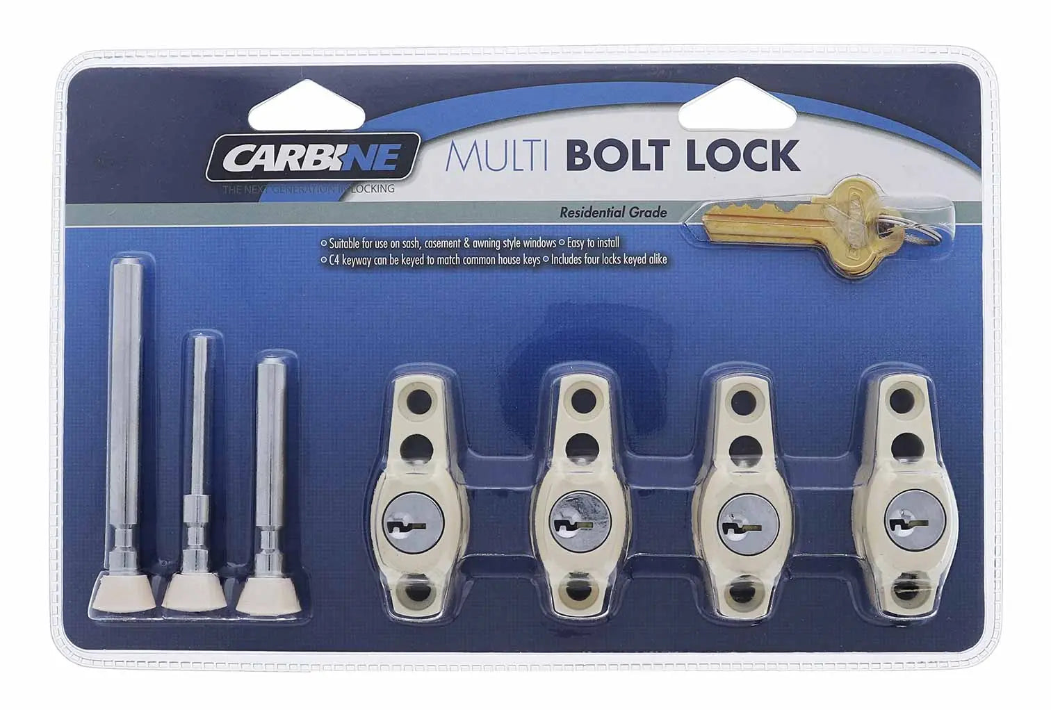 Carbine CMB Multi Bolt Lock , C4 Keyed Alike RANDOM, Display Pack 4, P ...