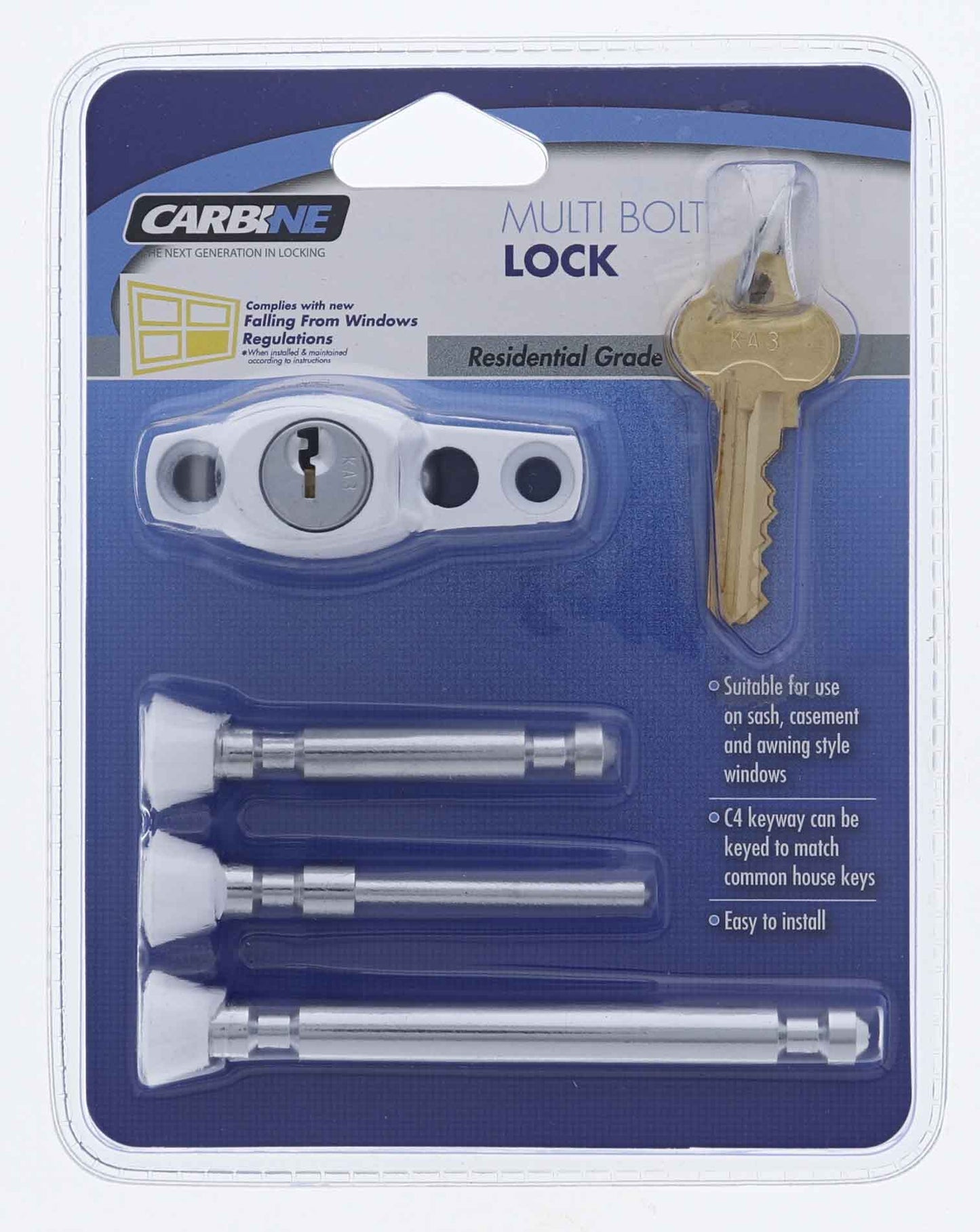 Carbine CMB Multi Bolt Lock , C4 Keyed Alike KA1, Display Pack, White ...