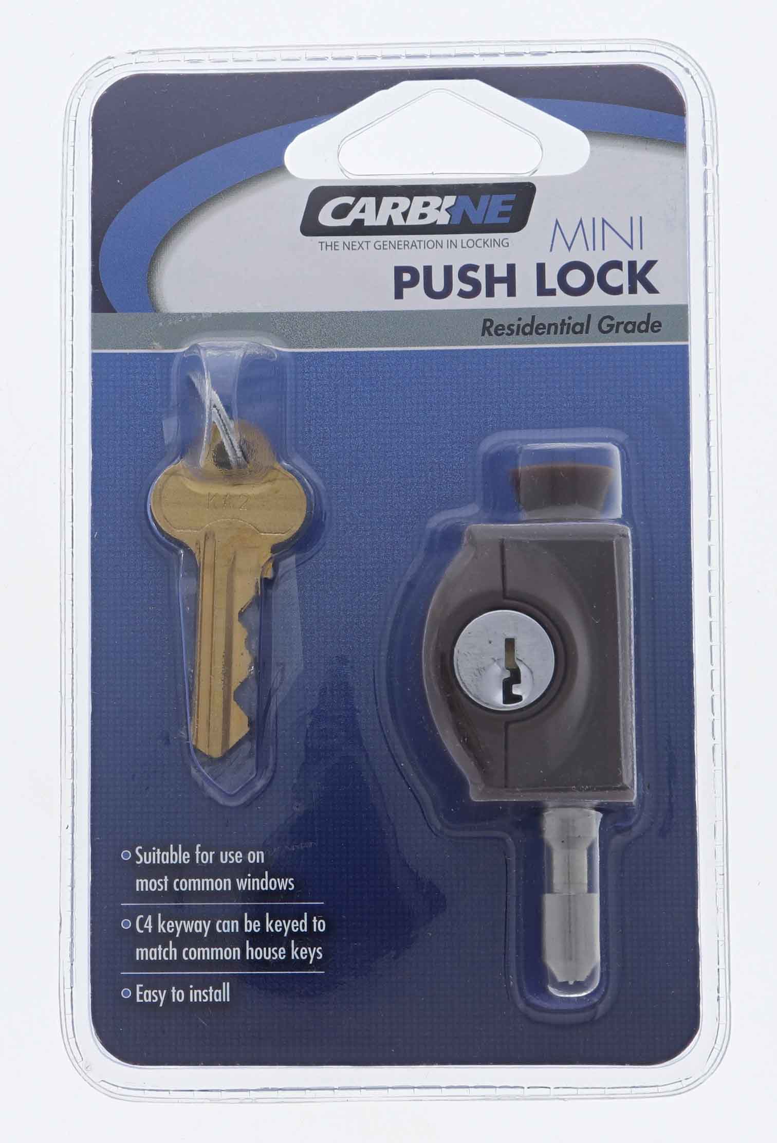 Carbine CMP Mini Push Lock, C4 Keyed Alike KA1, Display Pack, Black