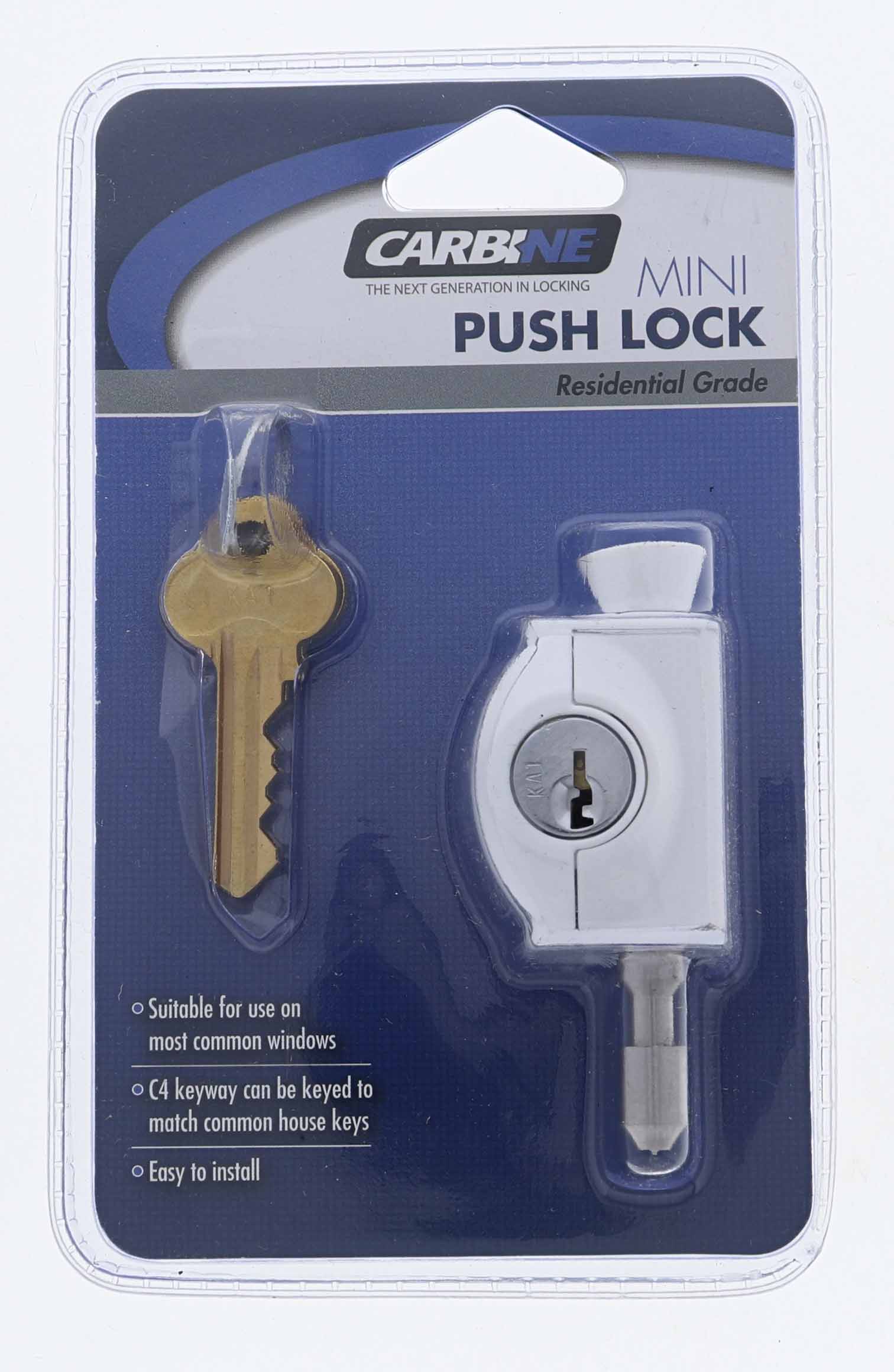 Carbine CMP Mini Push Lock, C4 Keyed Alike KA1, Display Pack, White