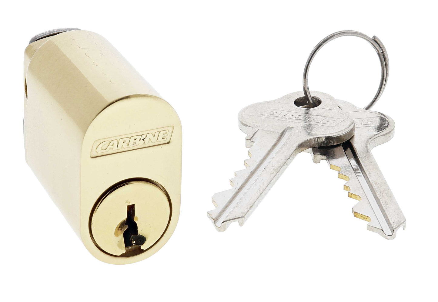 Carbine Oval Cylinder, 6 pin X Cam, C4 Keyed Alike KA1, Boxed, Polished Brass