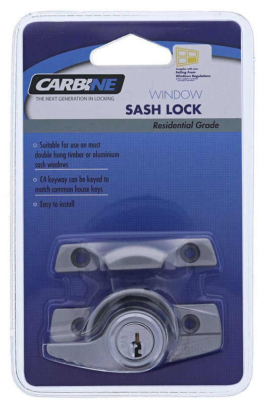 Carbine CSW Sash Window Lock , C4 Keyed Alike KA1, Display Pack, Silver