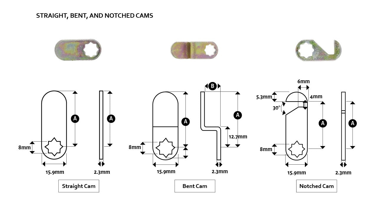 Lenlok Bent Cam, 5MM X 27MM to Flat Part Of Cut Out Notch