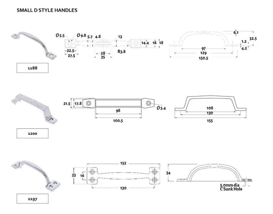 D HANDLE WITH RUBBER STOPPER SS
