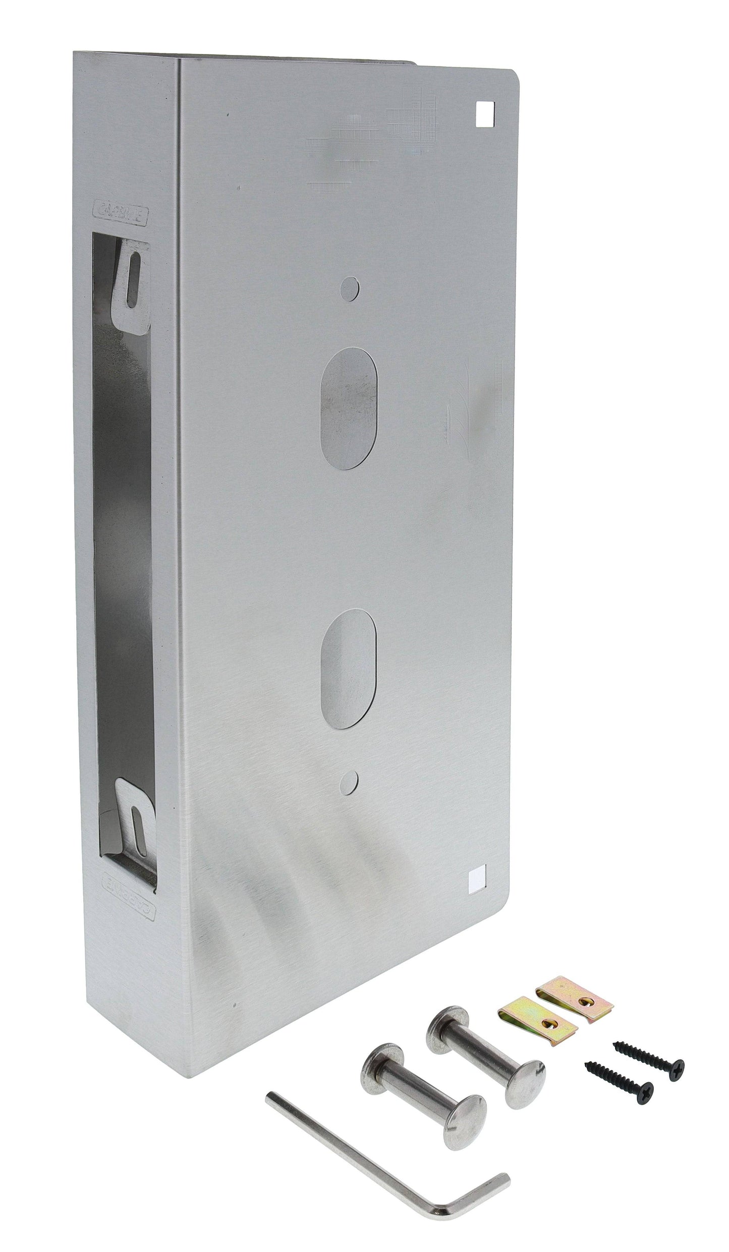 Carbine DS-ML1-45 Mortice lock Door Saver Plate in stainless steel, 60mm backset, designed for 45mm doors. Includes mounting hardware.