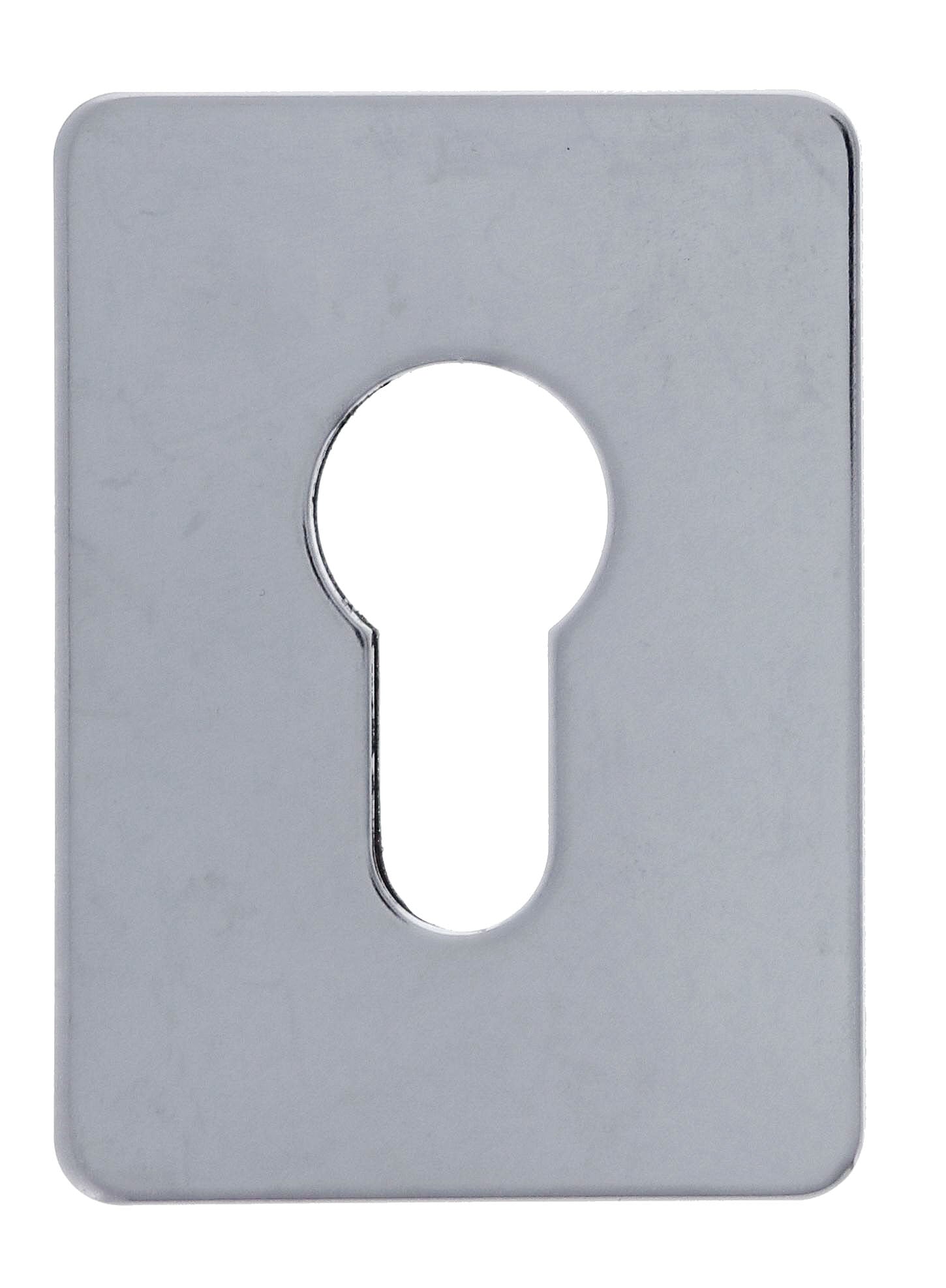 Souber EE1, Rectangular Adhesive Escutcheon Suits Euro Cylinder, 65.5mm x 47.6mm, Chrome Plate