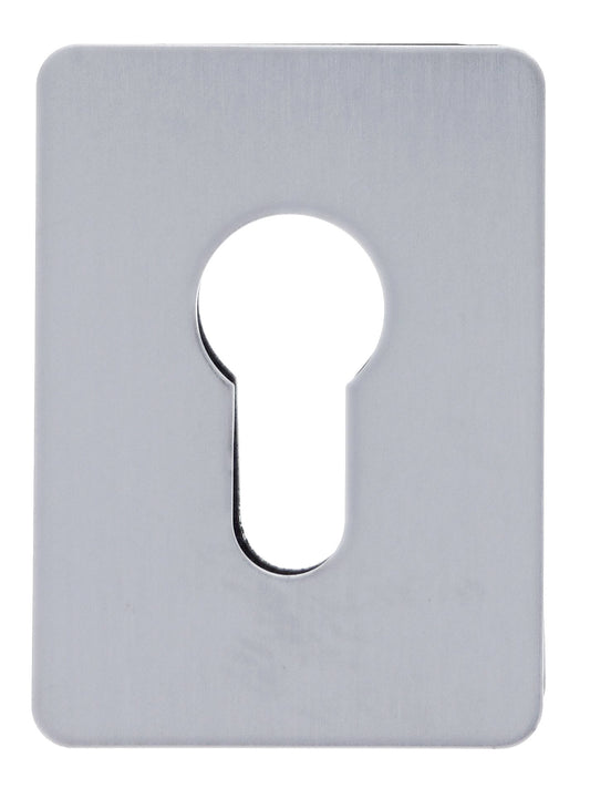 Souber EE1, Rectangular Adhesive Escutcheon Suits Euro Cylinder, 65.5mm x 47.6mm, Satin Chrome