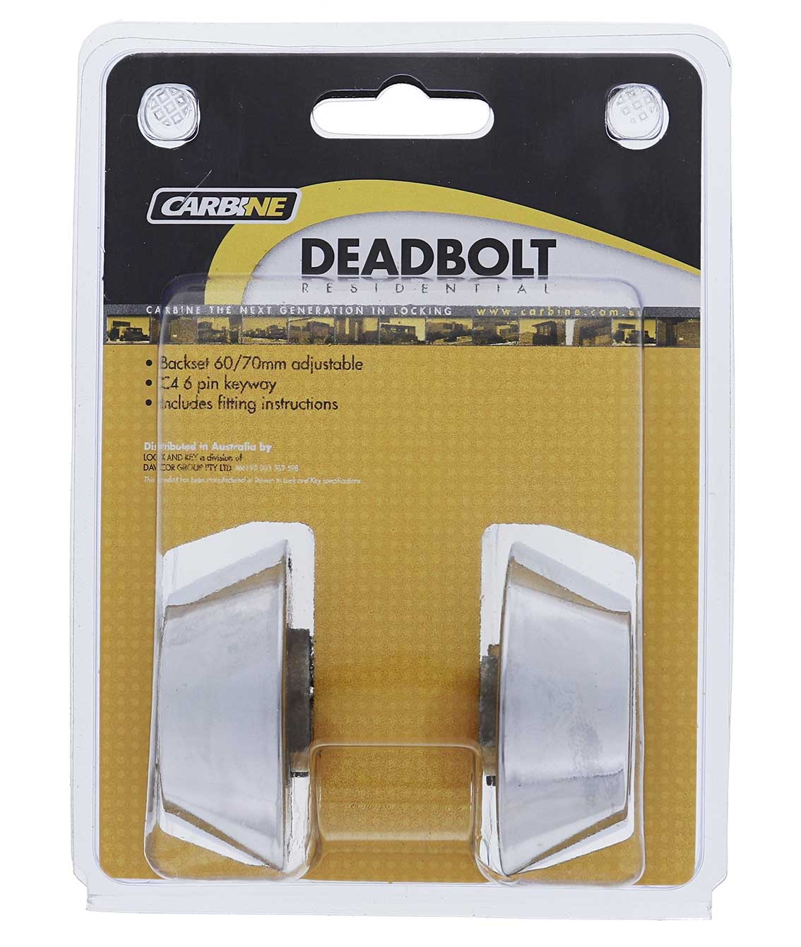 Carbine LB Residential Series Standard Double Cylinder Deadbolt, 60-70mm backset, C4 Keyed to Differ , Display Pack, Chrome Plate