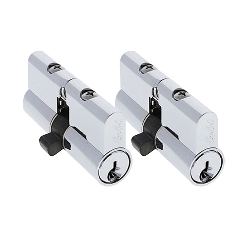 Lenlok 5 pin, Double Cylinder Lazy Cam Profile, Keyed Alike, KA PAIRS, Chrome Plate