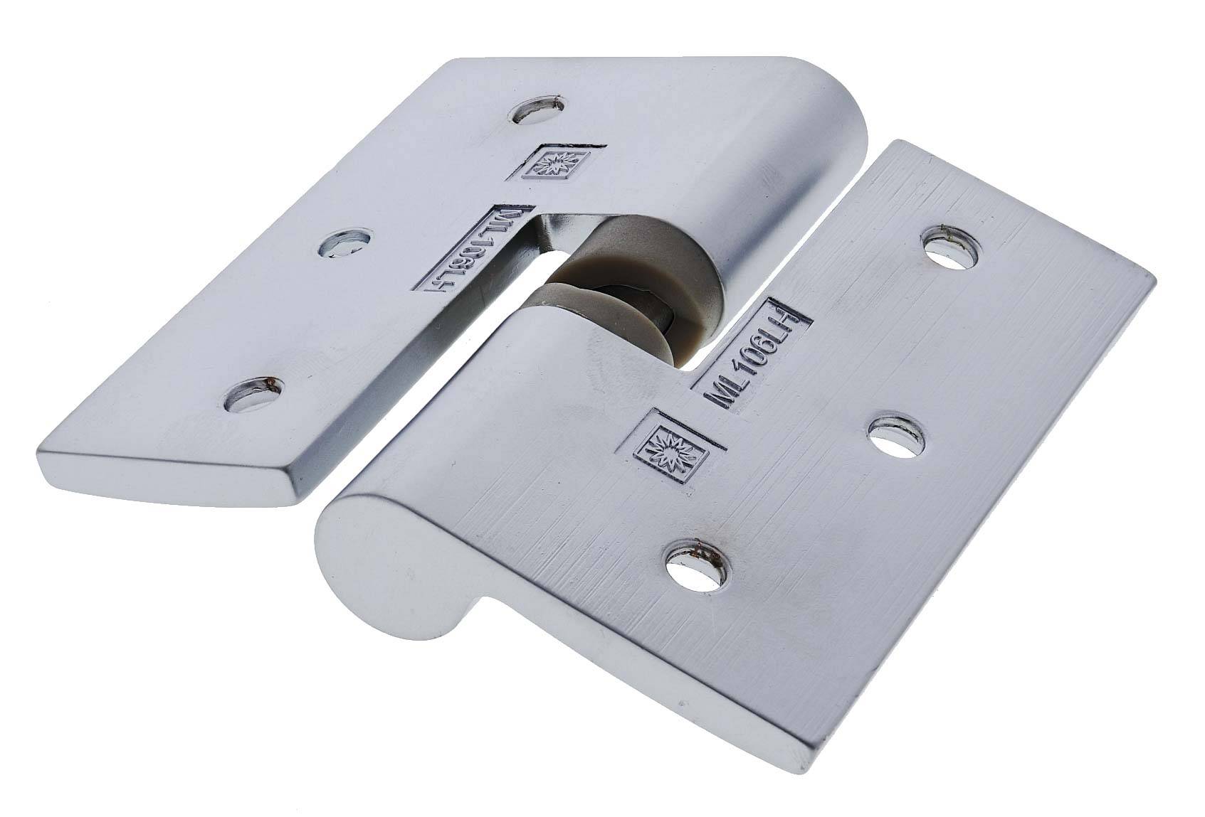 Lenlok M106, Left hand Gravity Hinge Pair, Screw Fix, Hold Closed, , Satin Chrome