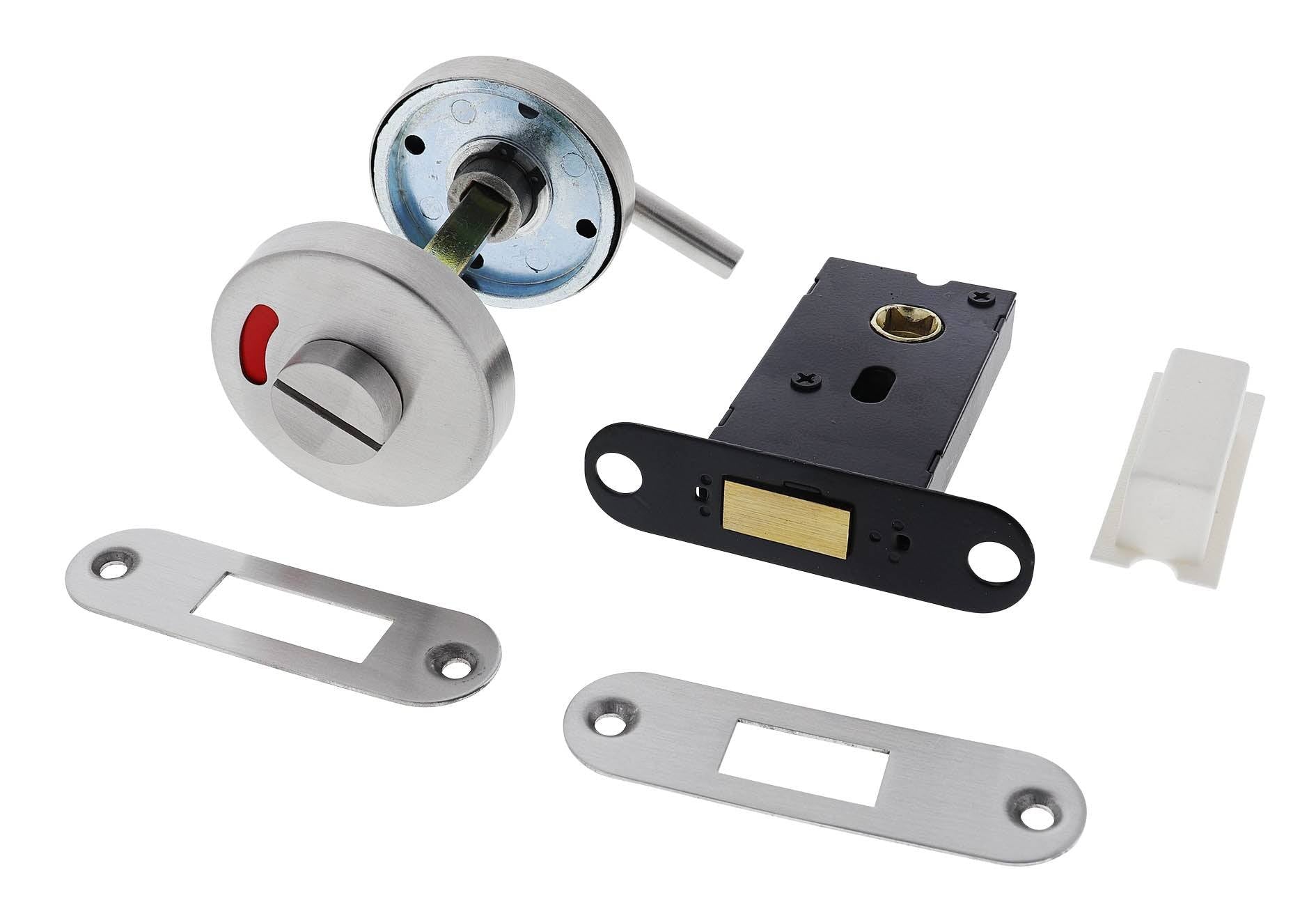 Lenlok M400MI-AOFF Morticed Mounted Indicator Bolt, 57mm backset, 77MM X 23MM with Emergency Slot and Thumbturn Offset Pin, Satin Chrome