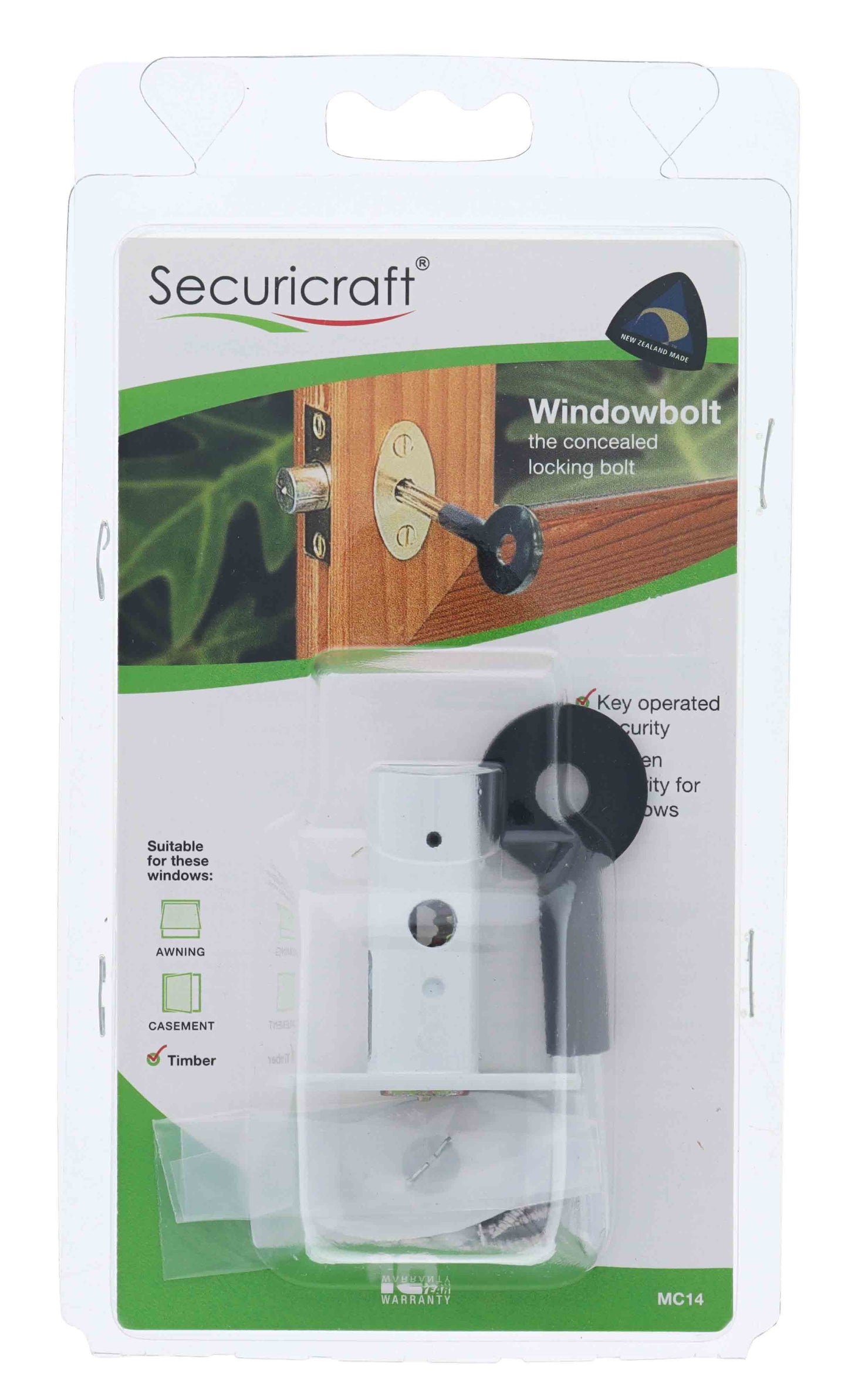 Securicraft Mc14, Window Bolt, Display Pack, White