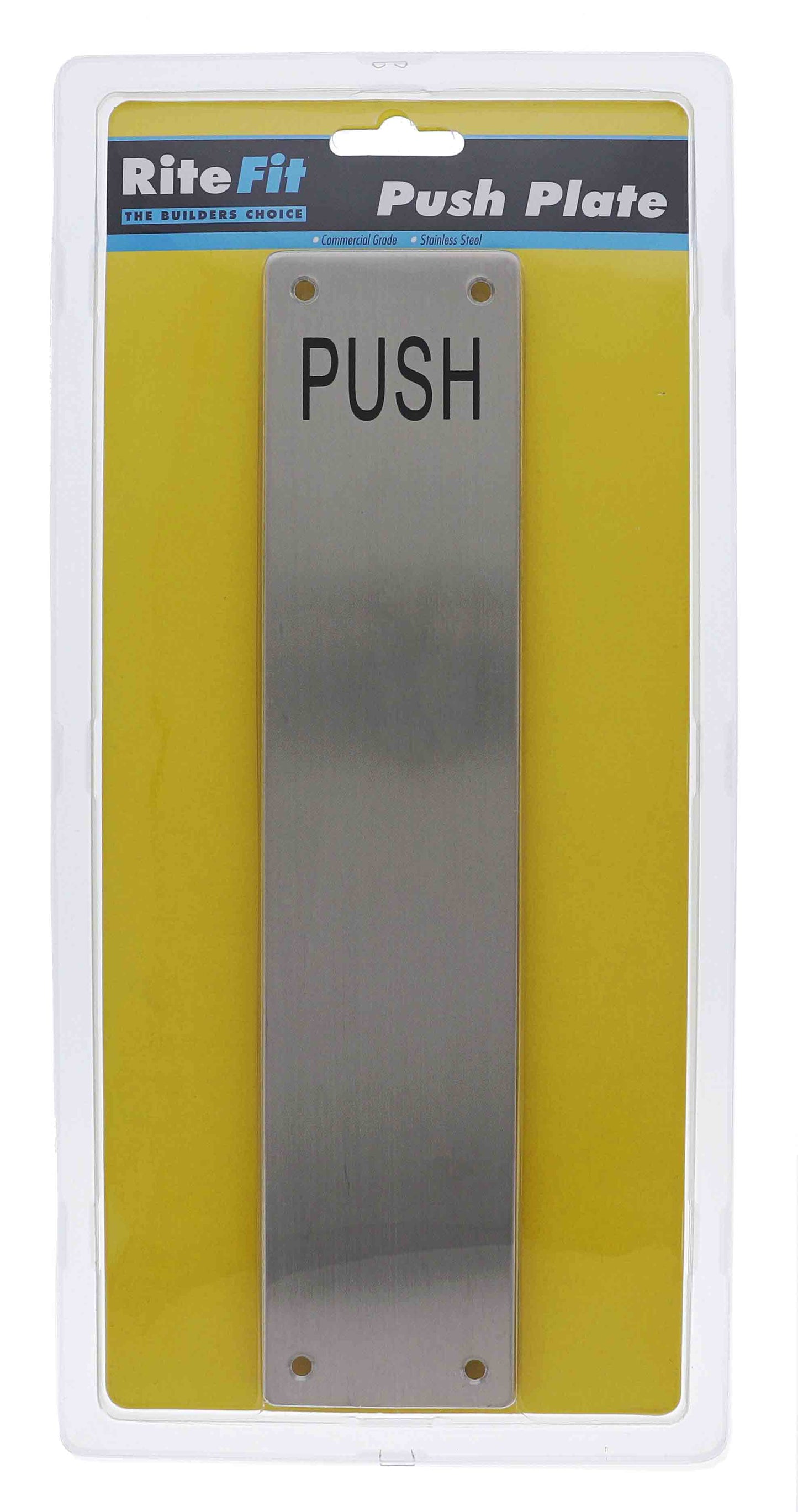 Lenlok PP-0 Push Plate 300 X 65MM, Engraved, Stainless Steel Display Pack