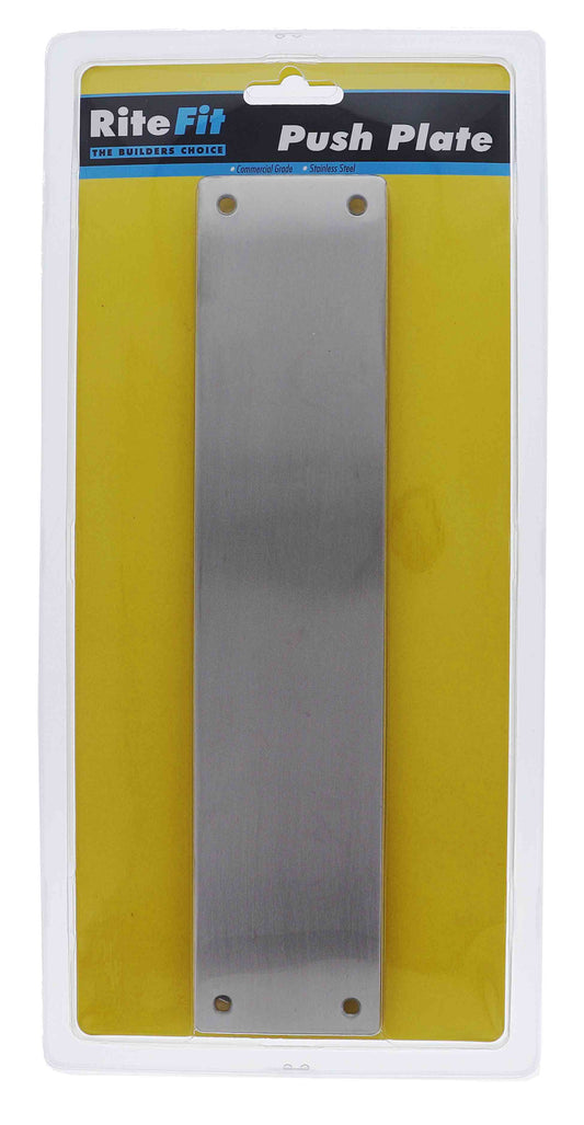 Lenlok PP-0 Push Plate 300 X 65MM, Non Engraved, Stainless Steel Display Pack