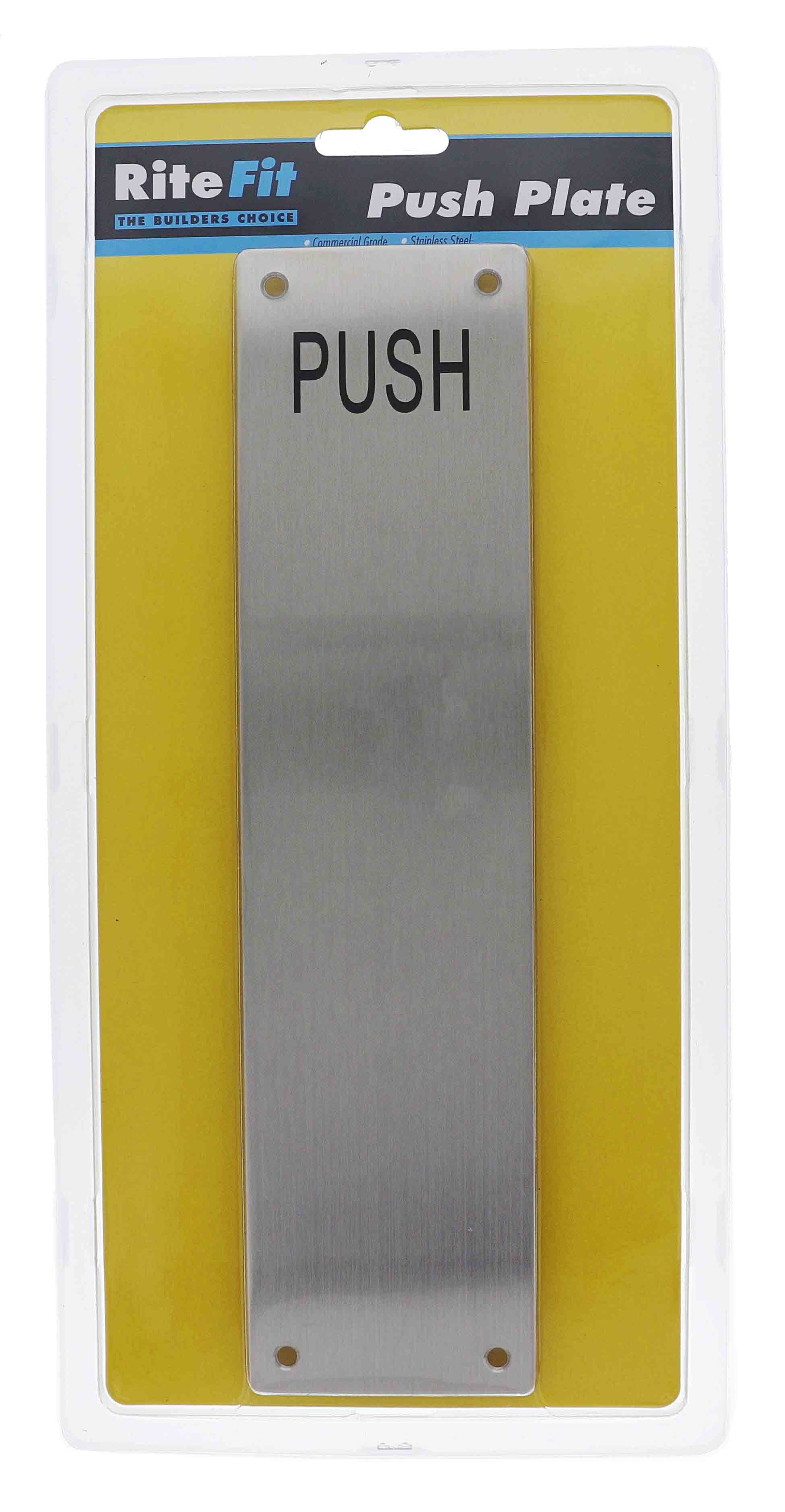 Lenlok PP-1 Push Plate 300 X 75MM, Engraved, Stainless Steel Display Pack