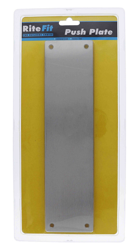 Lenlok PP-1 Push Plate 300MM X 75MM, Non Engraved, Stainless Steel Display Pack