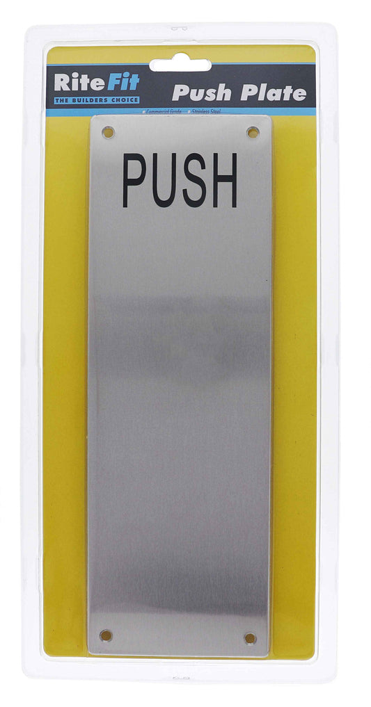 Lenlok PP-2 Push Plate 300 X 100MM, Engraved, Stainless Steel Display Pack