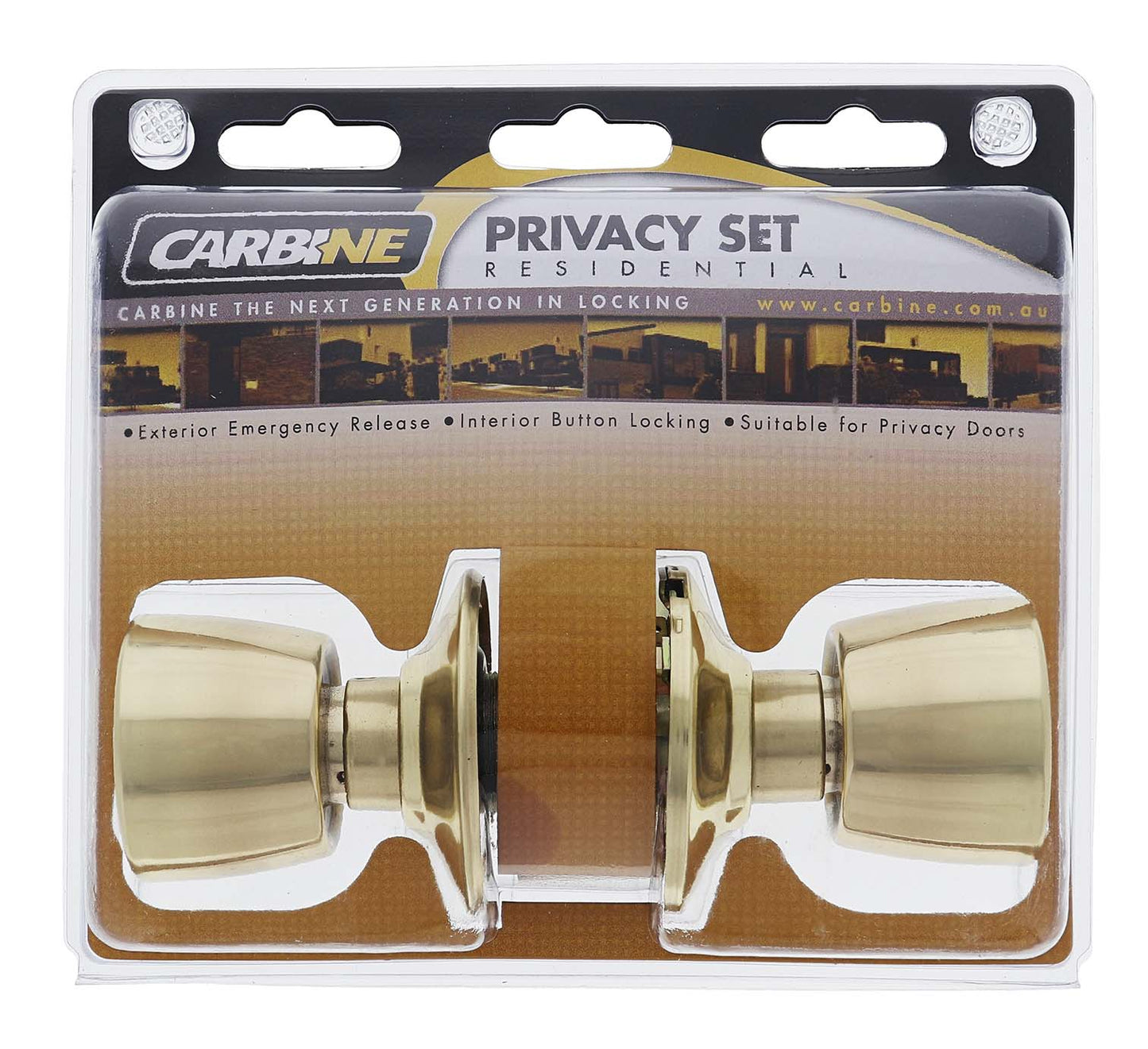 Carbine Caulfield SC6000 Cylindrical Privacy set, Display Pack, Polished Brass