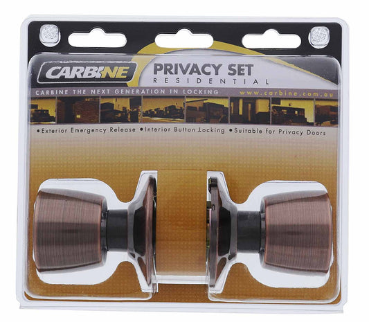 Carbine Caulfield SC6000 Cylindrical Privacy set, Display Pack, Antique Bronze