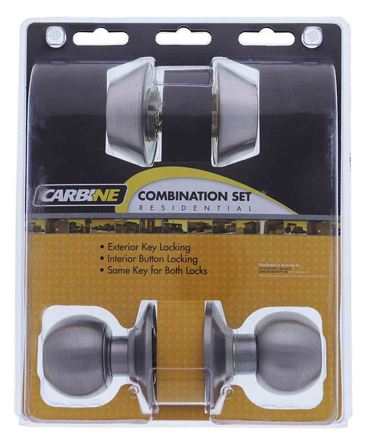 Carbine Aintree SC9000 Cylindrical LB2 Combination Deadbolt, Entrance Set, C4 Keyed Alike RANDOM, Display Pack, Stainless Steel