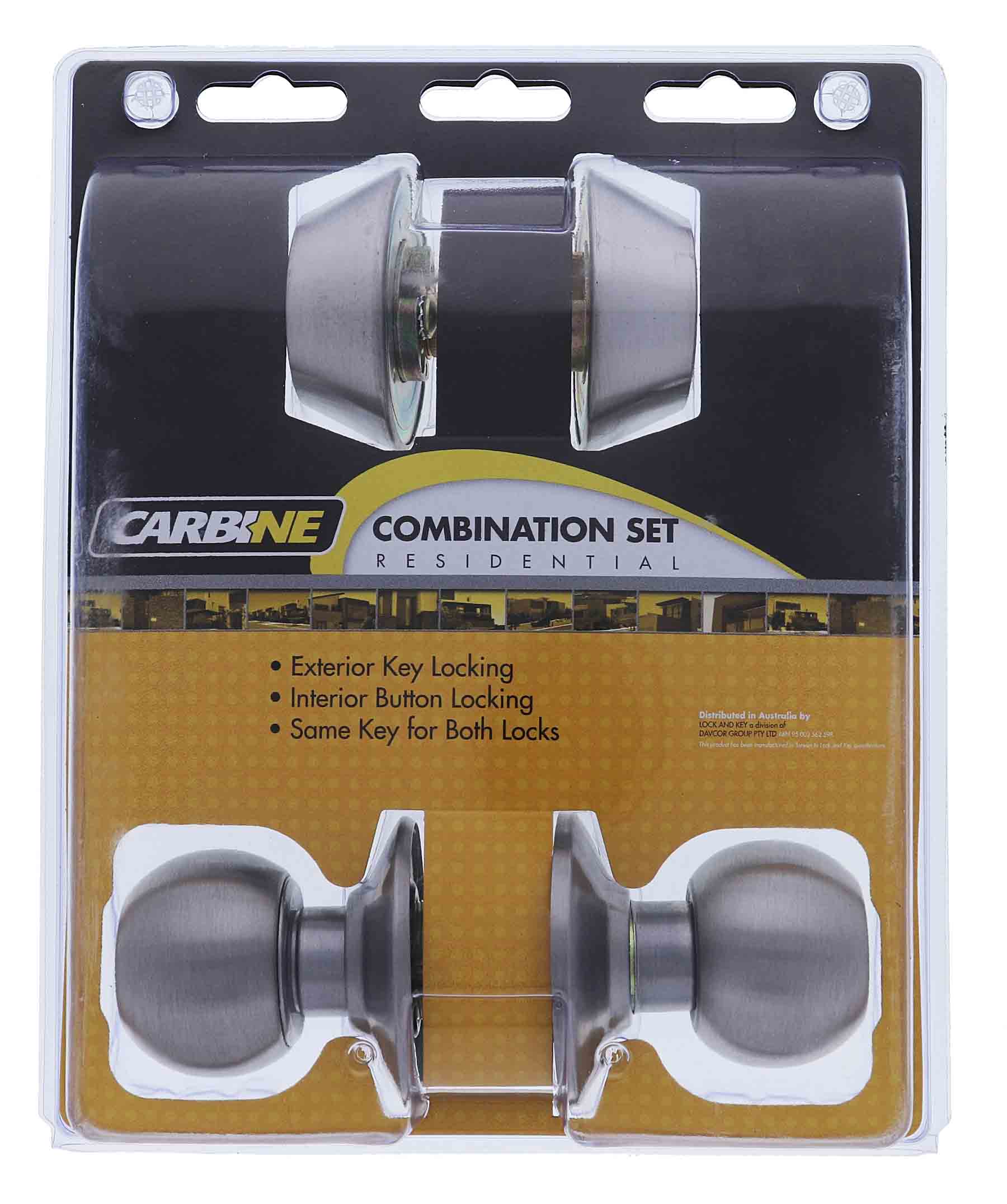 Carbine Aintree SC9000 Cylindrical LB2 Combination Deadbolt, Entrance Set, C4 Keyed to Differ Display Pack, Stainless Steel