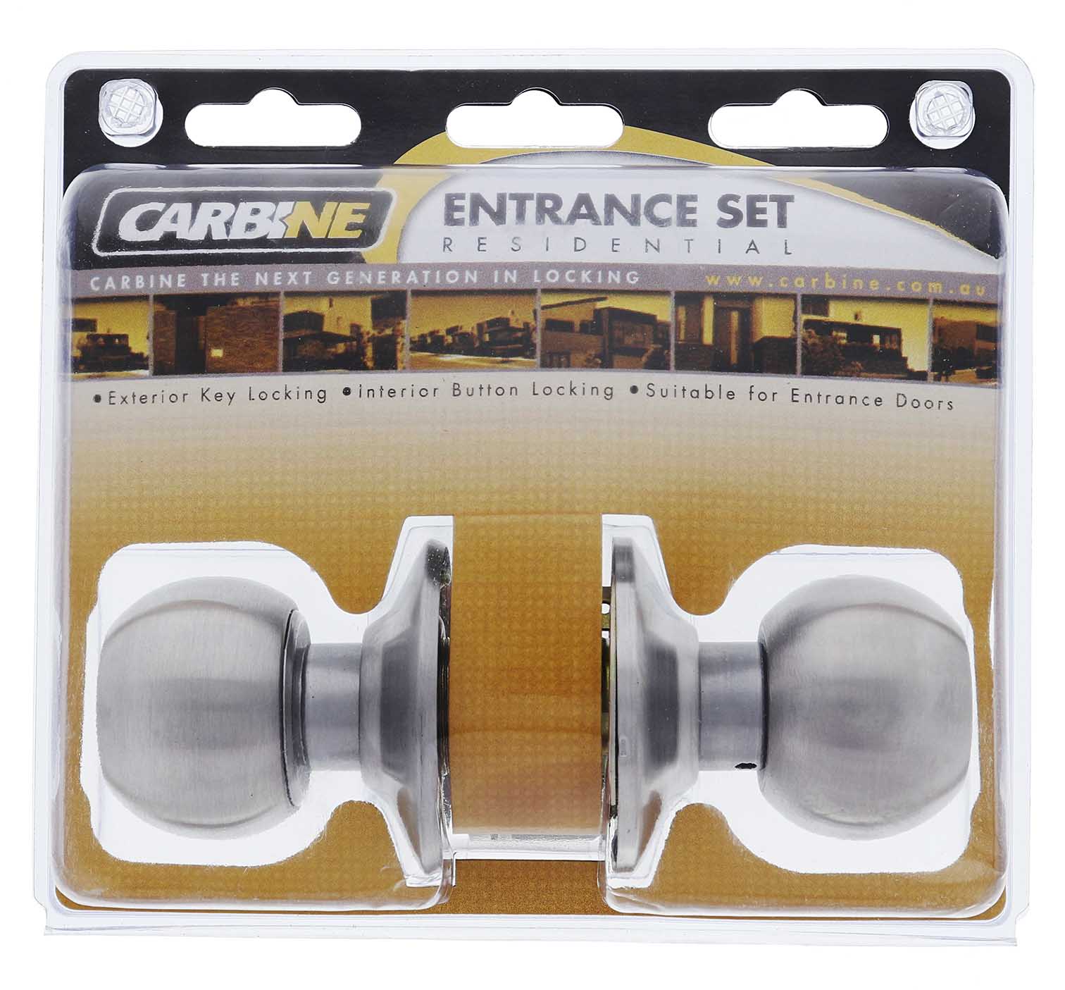 Carbine Aintree SC9000 Cylindrical Entrance set, C4 Keyed to Differ , Display Pack, Stainless Steel