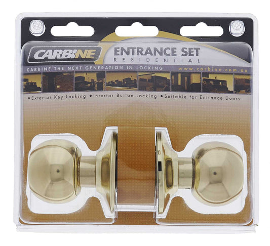 Carbine Aintree SC9000 Cylindrical Entrance set, C4 Keyed Alike RANDOM, Display Pack, Polished Brass