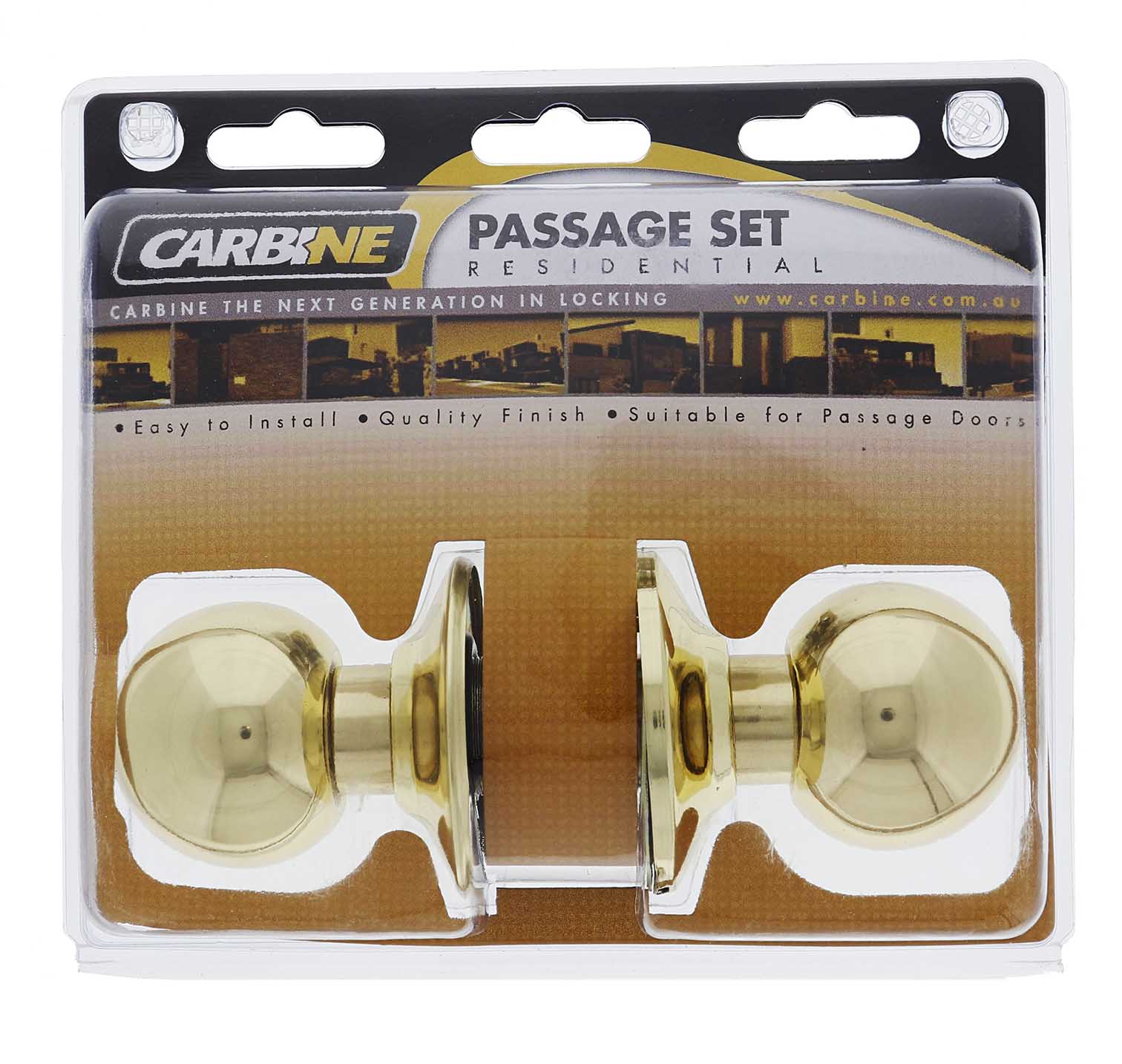 Carbine Aintree SC9000 Cylindrical Passage set, , Display Pack, Polished Brass